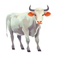 A cartoon cow with horns on a white background vector
