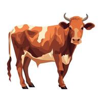 A cow is standing in front of a white background vector