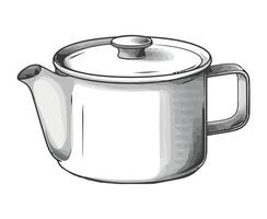 A drawing of a teapot on a white background vector