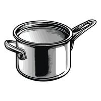 A metal pot with a lid on a white background vector