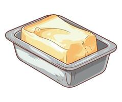 An illustration of a loaf of bread in a metal container vector
