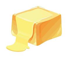 A piece of butter is melting on a white background vector