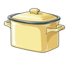 A yellow pot with a lid on a white background vector