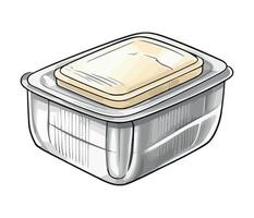 A plastic container with a piece of bread inside vector