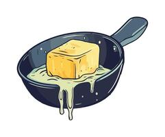 A frying pan with melted butter vector