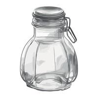 A drawing of a glass jar with a lid vector