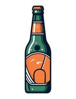 A beer bottle with a slice of pizza in it vector