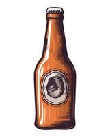 A beer bottle with a label on it vector