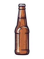 A beer bottle with a brown liquid inside vector