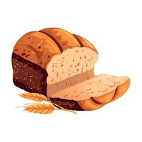 Bread with wheat and ears of wheat illustration vector