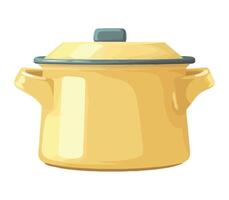 Yellow pot with lid on white background vector