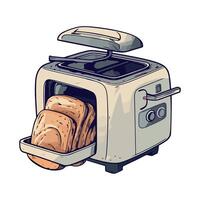 Toaster with bread in it, illustration vector