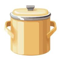 A yellow pot with a lid on a white background vector
