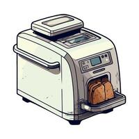 A cartoon of a toaster with bread inside vector