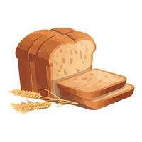 Sliced loaf of bread with wheat on a white background vector