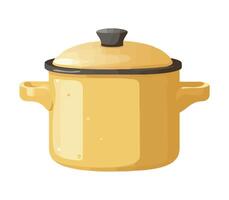 A yellow pot with a lid on a white background vector