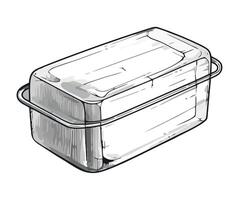 A drawing of a bread box with a handle vector