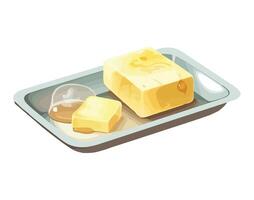 Butter and honey on a tray illustration vector