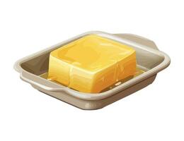 Butter in a square pan on a white background vector