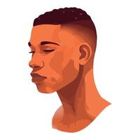 A man with a shaved head and a closed eye vector
