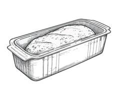Bread loaf in a plastic container illustration vector
