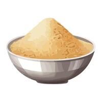 A bowl of rice in a white bowl vector