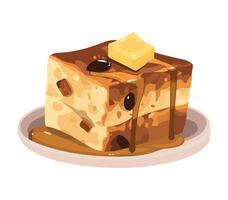 A piece of cake with syrup and butter on it vector