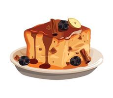 Chocolate pudding with blueberries and cinnamon on a plate vector