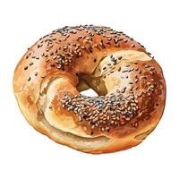 A bagel with sesame seeds on top of it vector