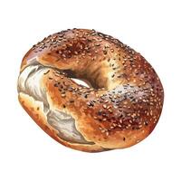 A bagel with sesame seeds on top of it vector