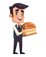 A cartoon man holding a large sandwich vector
