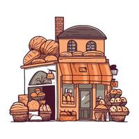 A bakery with bread and other items vector