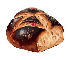 A loaf of bread with a red cherry on top vector