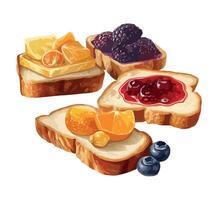 A slice of bread with fruit on it vector
