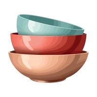 Colorful bowls stacked on top of each other vector