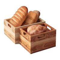 Bread in wooden boxes on white background vector