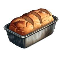 Bread loaf in a metal container on a white background vector