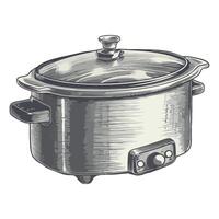 A drawing of a slow cooker on a white background vector