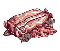 Bacon wrapped in bacon with parsley on top vector