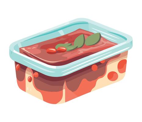 A container with meat and sauce in it