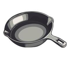 A black frying pan on a white background vector