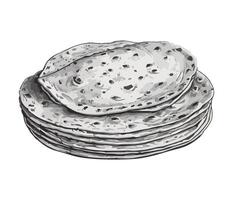 A drawing of a stack of tortillas vector