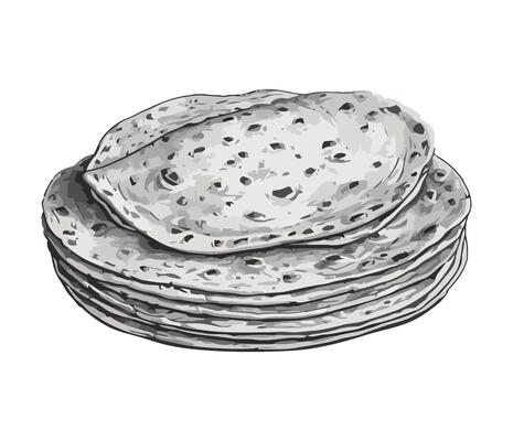 A drawing of a stack of tortillas