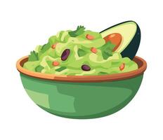 Guacamole in a bowl illustration vector