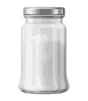 A jar of white sugar on a white background vector