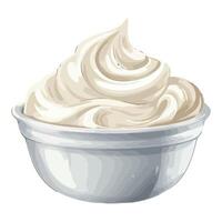 A bowl of whipped cream on a white background vector