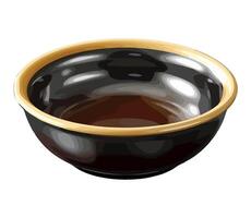 A black bowl with gold rim on a white background vector