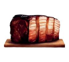 A piece of meat on a wooden board vector