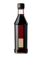 A bottle of syrup with a red label vector