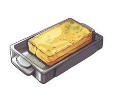 A loaf of bread in a baking pan vector